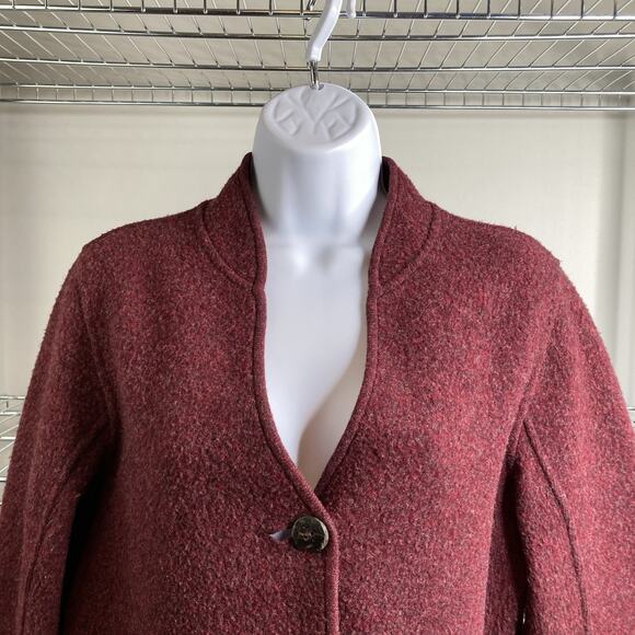 Eileen Fisher Burgundy Cotton Lambswool Blend Jacket Size M Petite Lagenlook - Picture 8 of 13